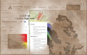 Avalanche Canada Trip Planner includes Decision Points and areas of Caution.